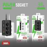Универсален Разклонител с USB 2бр,Type-c 3бр, EU-3бр 3000W Ключ,Таймер
