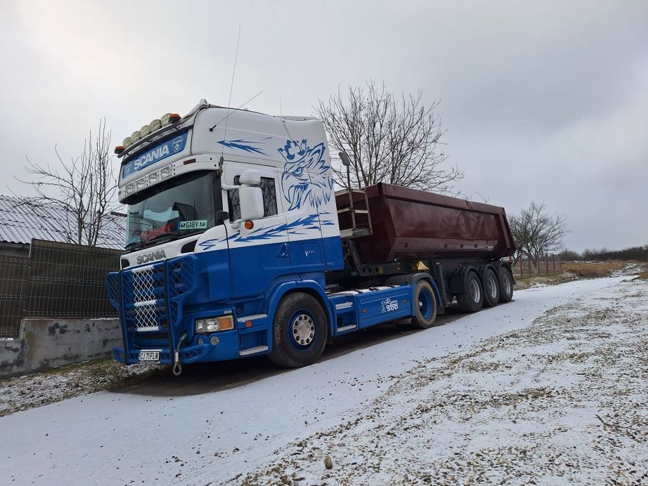 Vând două Scanii plus bena de piatră Schmitz