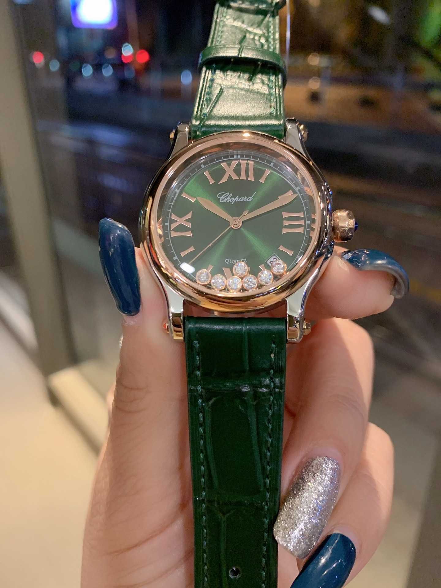 Дамски кварцов часовник Chopard Happy Sport Green