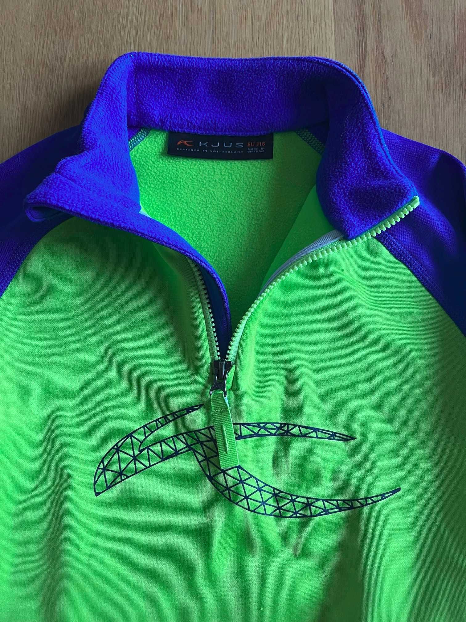 Bluza fleece ski copii KJUS albastru-verde masura 116 - stare buna