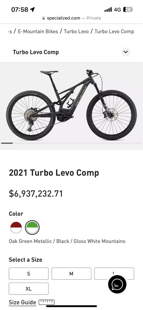 Bicicleta  Specialized Turbo Levo-Comp Green 2021