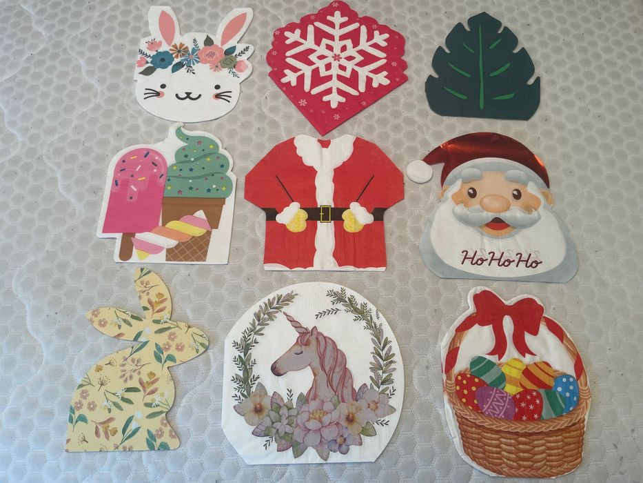 Колекция от 100 бр. кръгли и с различни форми салфетки.