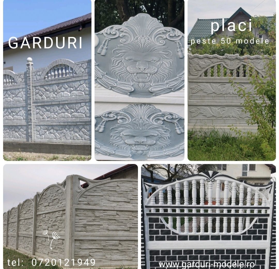 Garduri durabile din stalpi și placi prefabricate din beton armat.