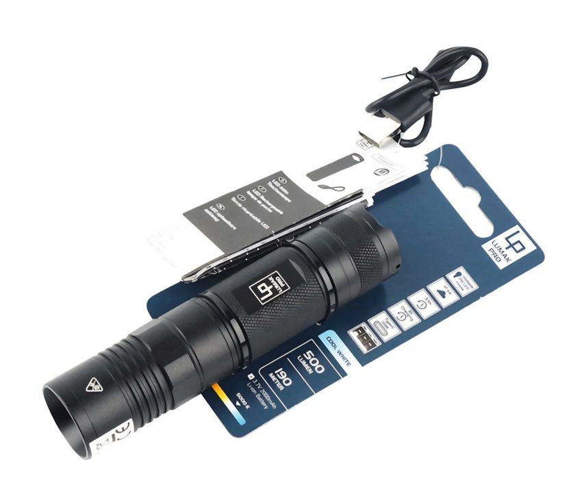 LUMAK PRO LED Акумулаторен фенер 500 lm 5000 K Студено бяла светлина