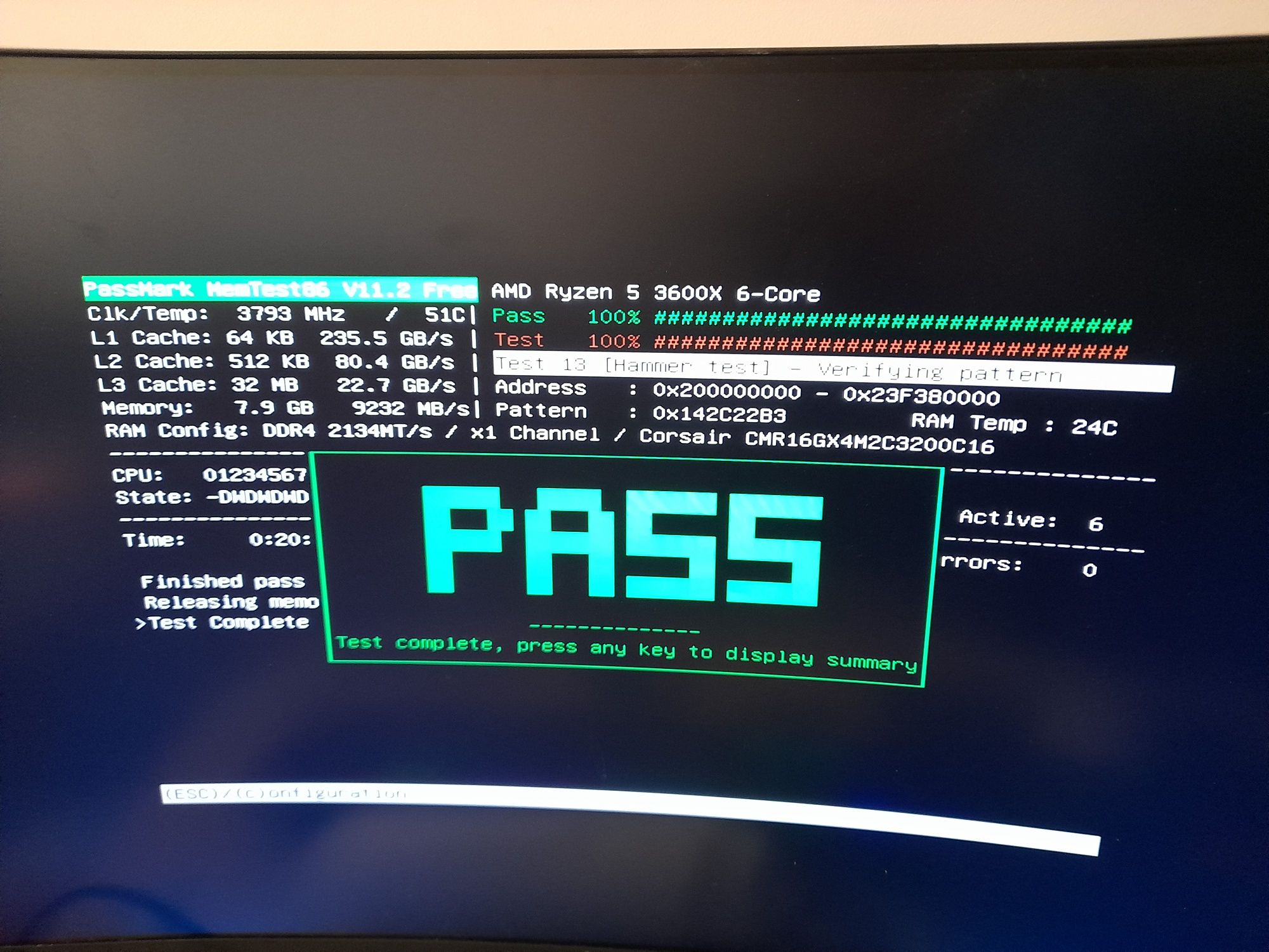 8  GB DDR4 3200 RGB Corsair Vengeance RGB