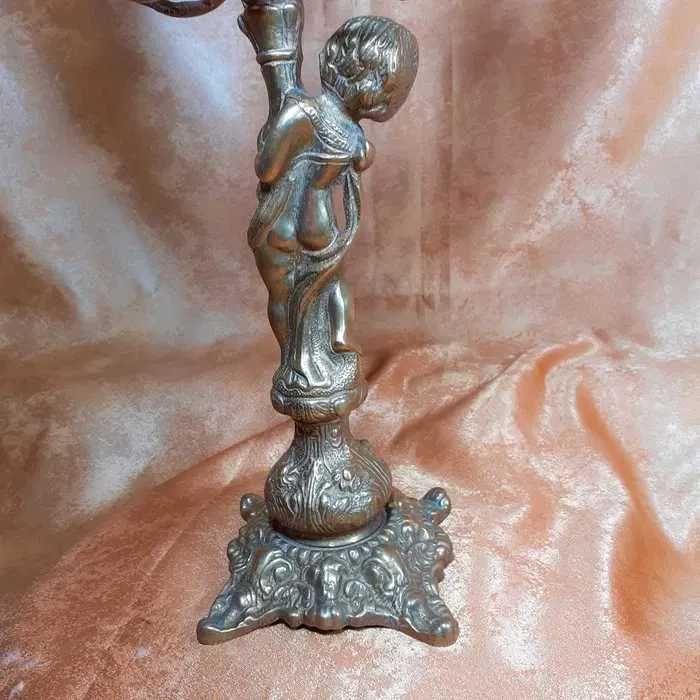 Sfesnice sculprurale bronz, sec 19 Baroc Victorian, antique