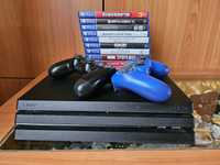 PS4 plus 1 TB + 10 jocuri și 2 console