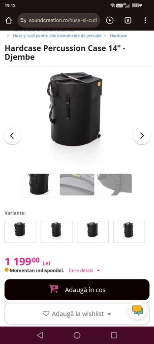 Carcasa pentru djembe - Hardcase Percussion Case 14", noua, 999lei