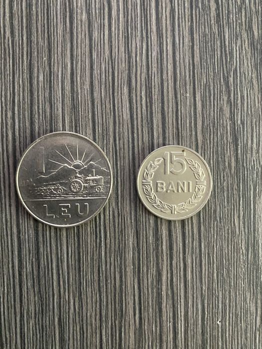 Moneda de 1 Leu Moneda de 15 Bani