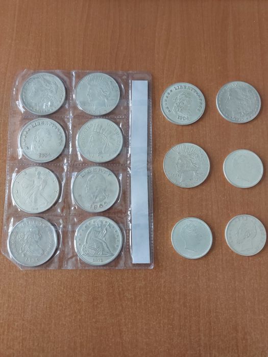 Lot 14 monede vechi dolar USA si lei (copii)