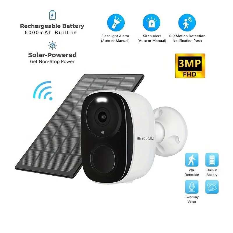 Camera cu panou solar si baterie 5000mAh FullHD WI-FI microfon difuzor
