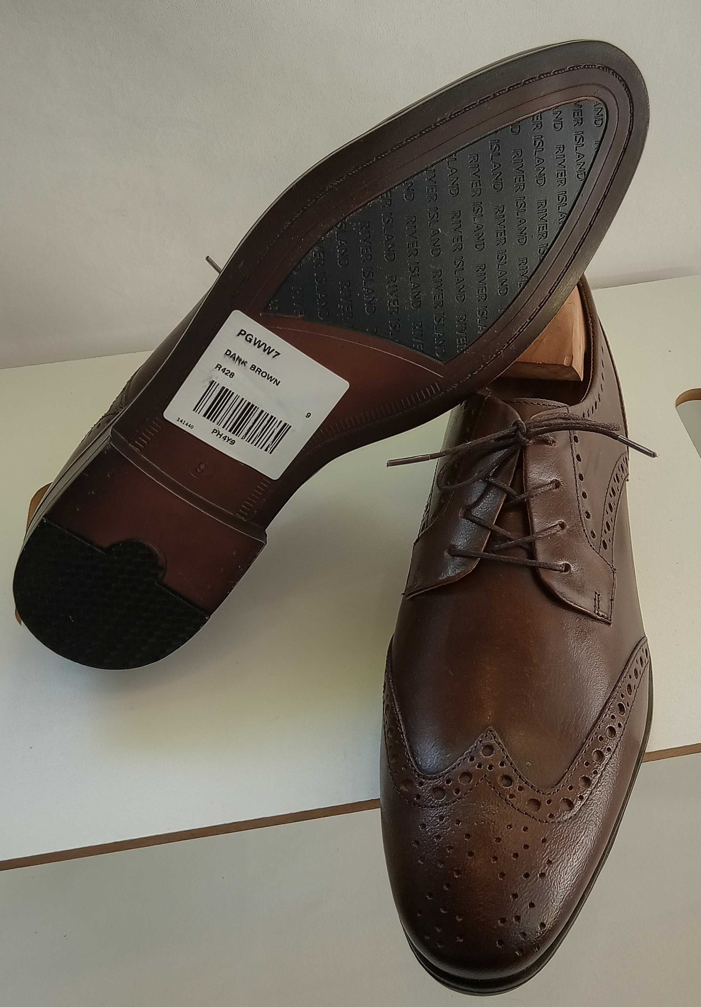 Pantofi derby premium River Island 42 Portugal piele naturala