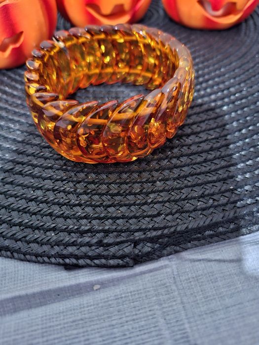 Bratara ambra chihlimbar reglabilă elastica latime 2,5 cm