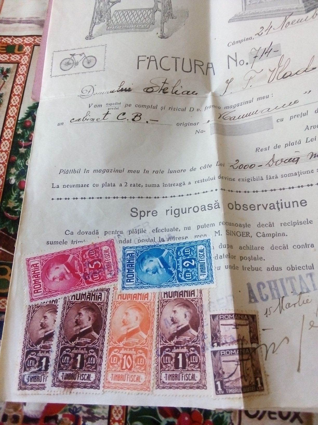 Mașina de cusut NAUMANN cu factura din 1931