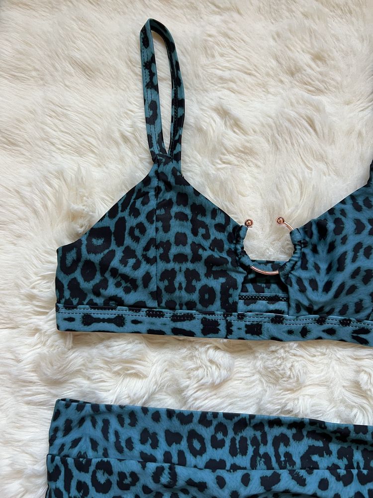 Costum de baie leopard print cu talie inalta