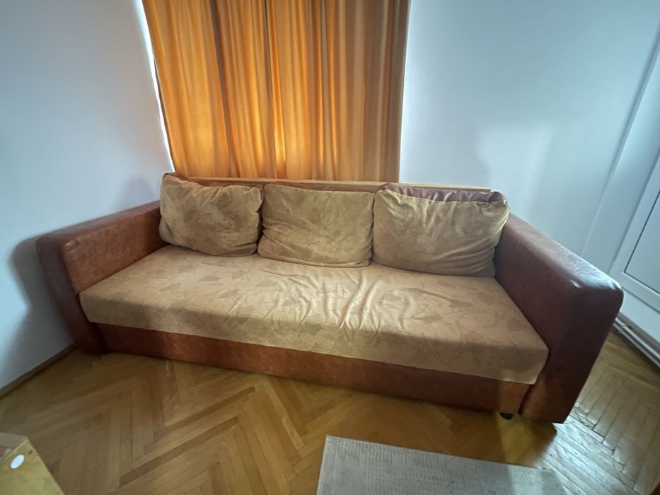 Canapea extensibila, material textil si imitatie de piele