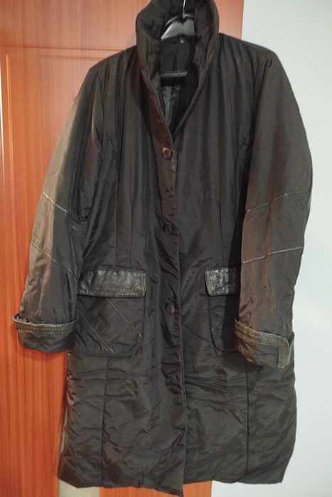 Дълго черно яке – кройка палто с шал яка, XL