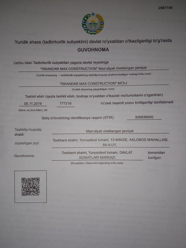2 xonali uy sotiladi Xonsaroy Okean loyixasidan