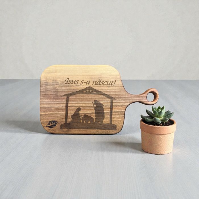 Idee cadou Craciun : planseta lemn cu scena Nasterii Nativity Scene