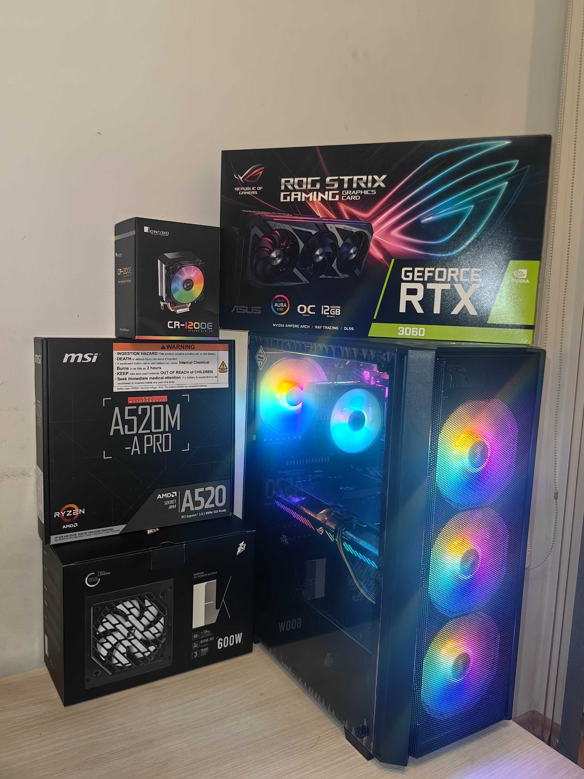 Геймърски компютър Ryzen 3600/RTX 3060 12GB / 32RAM/512SSD + Гаранция