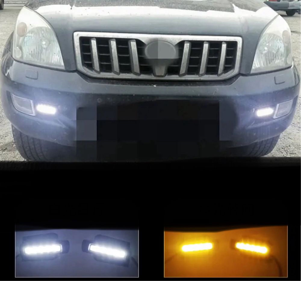Prado 120 ДХО противотуманки ходовые огни led фары в передний бампер