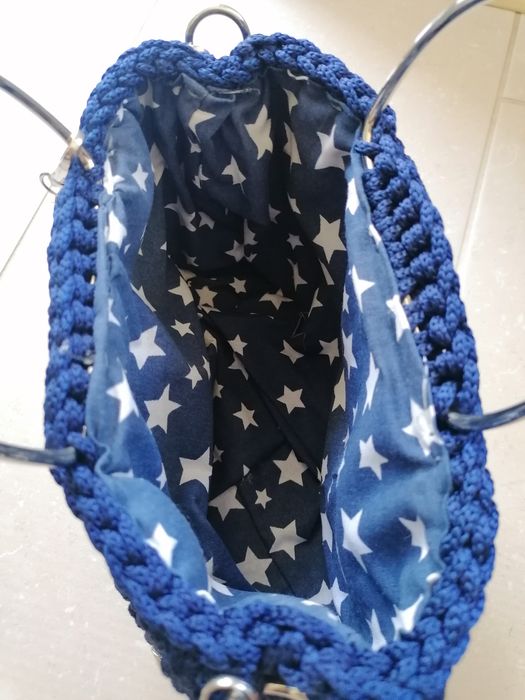 Hand made плетена синя чанта