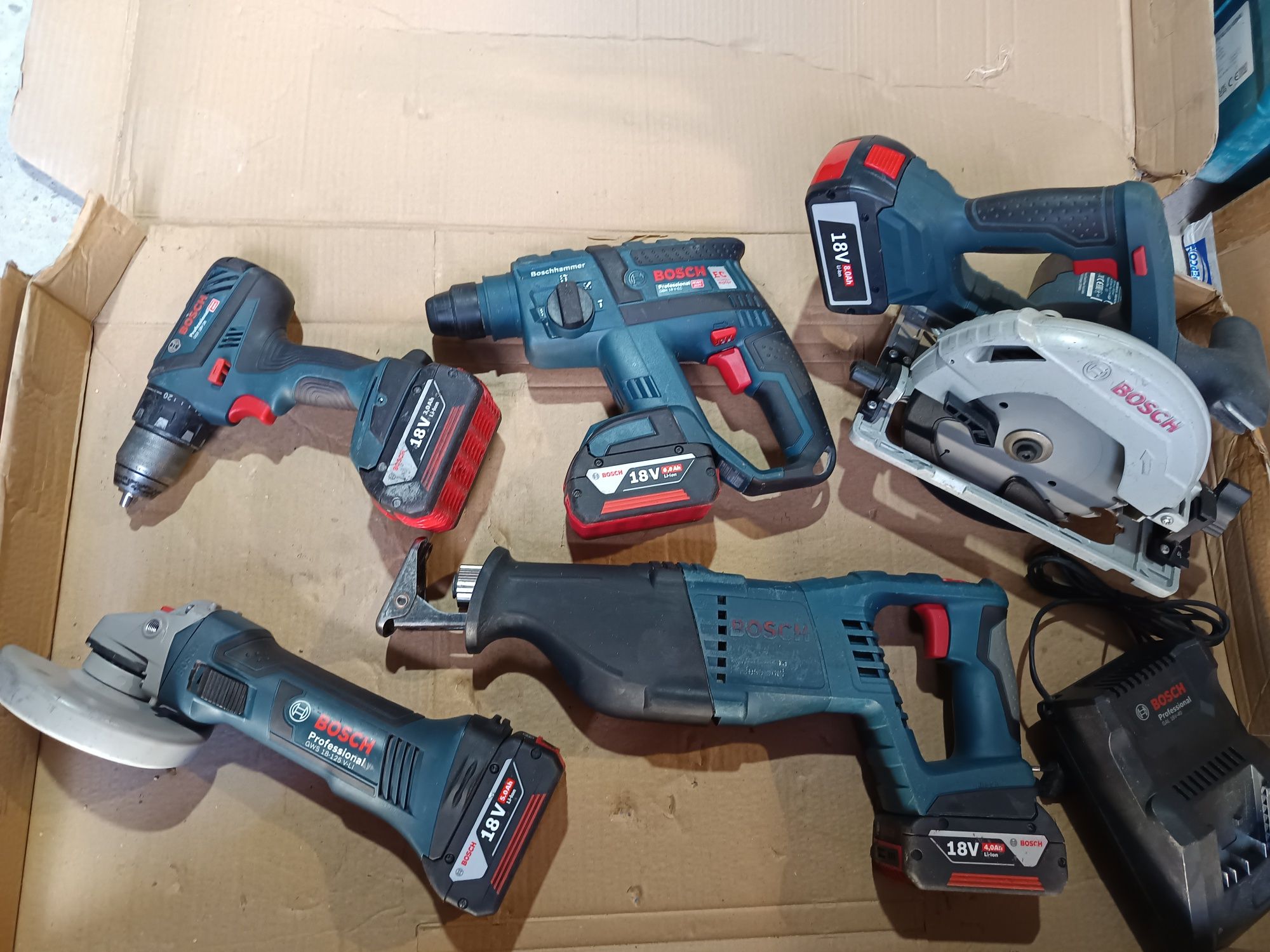 Set Bosch 18v rotopercutor flex circular fierăstrău