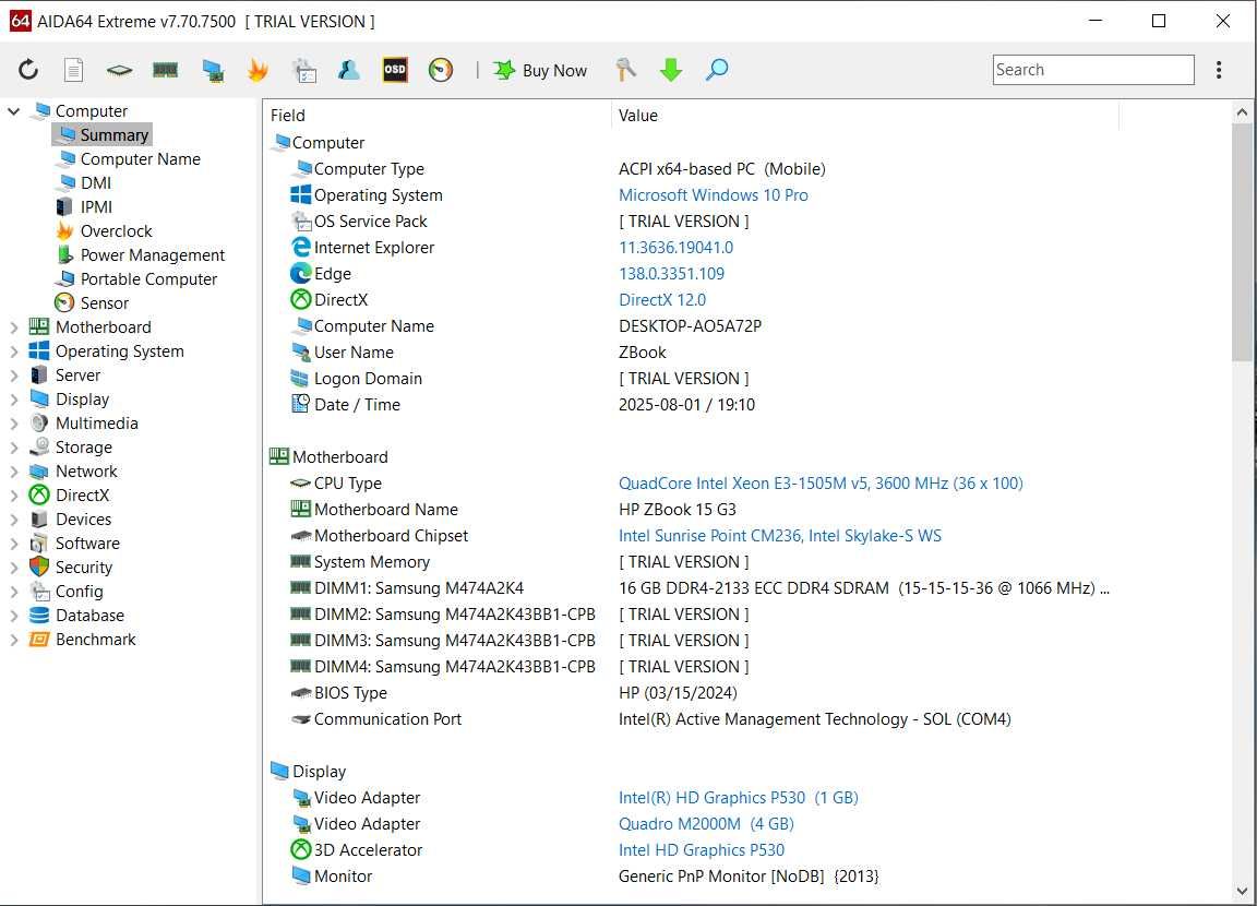 HP ZBook 15 G3/Xeon/64GB/1.5TB