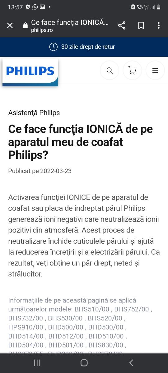 Placa de păr Philips Ionic