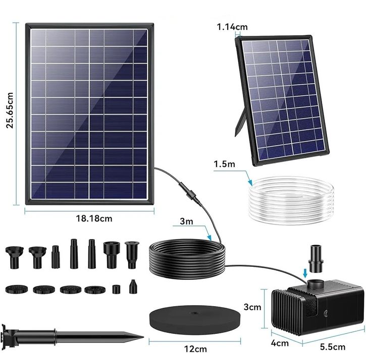 Pompa de apa solara pentru fantana, 7.5W, pentru gradina, iaz,