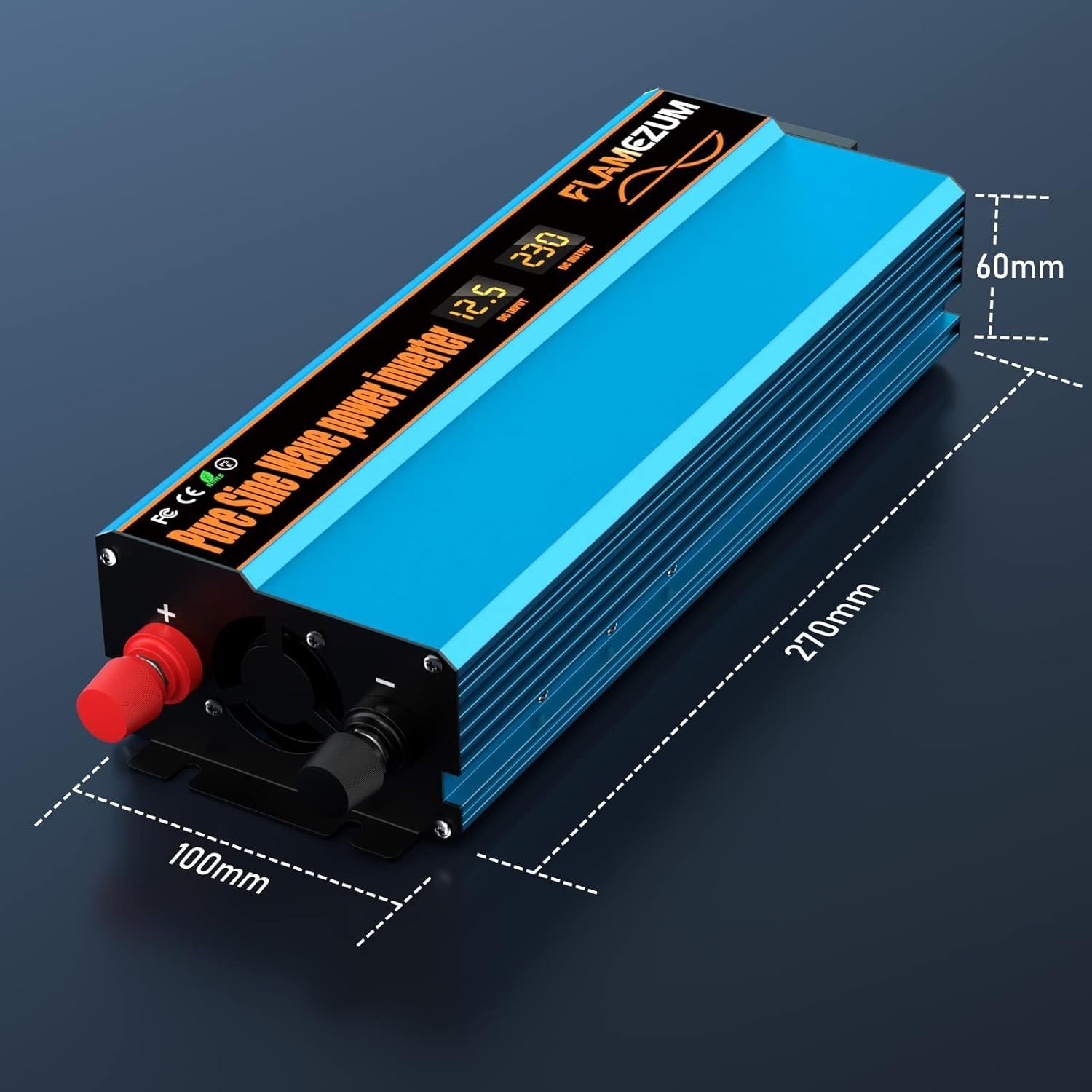 1000W инвертор с дисплей + адаптер за запалката + кабели + бушони
