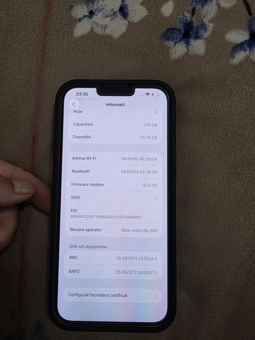 Vand iphone 14plus 128 gb alb