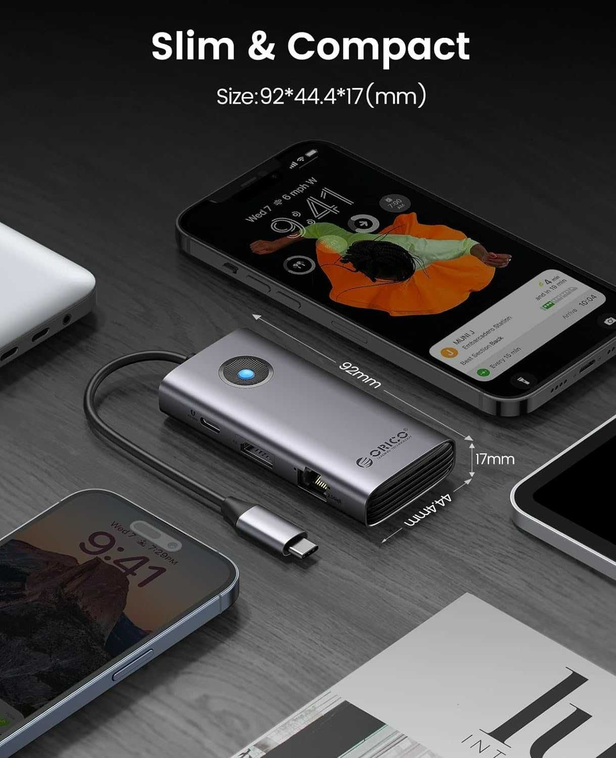 ORICO USB-C 6 in 1  - 4K HDMI, 100W PD, 2.5G Ethernet and 3 USB3.0
