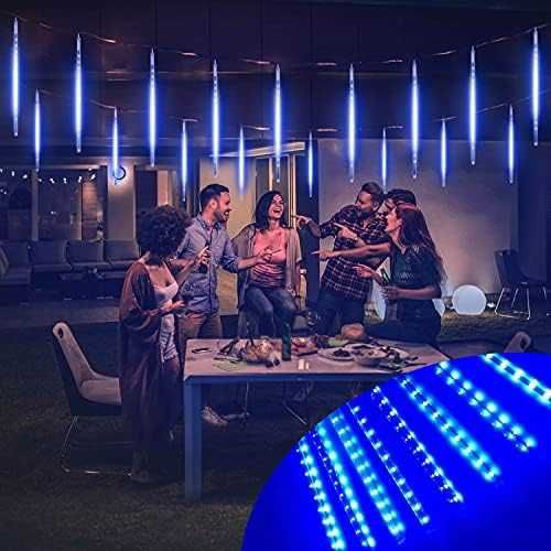 Нови 480 LED Коледни Външни Светлини Метеоритен Дъжд 7.6м Украса двор