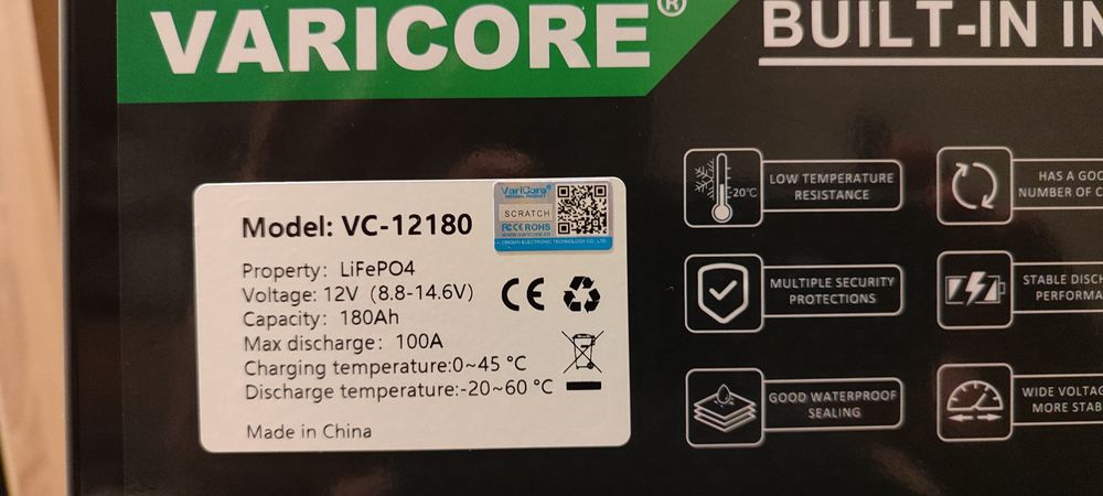 Акумулатор/батерия LiFePo4 Varicore 180ah + зарядно