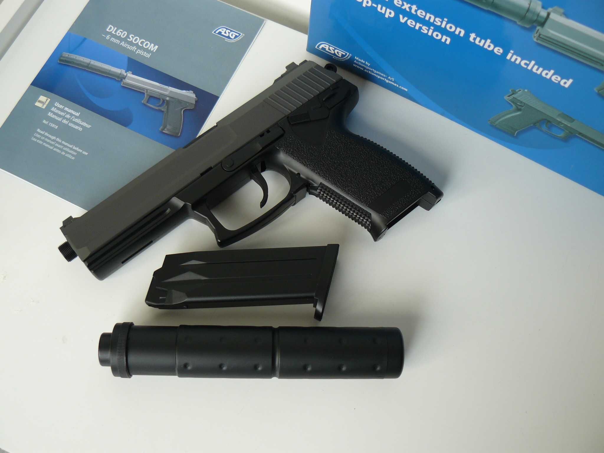 Pistol Airsoft Nou H&K ASG MK23 DL 60 SOCOM Mecanism Arc/Spring/Manual