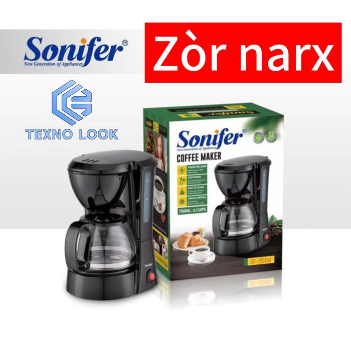 Kofe moshina qaynatgich Sonifer SF-3564 —0.75 l, 650 Vt. Dastavka bor