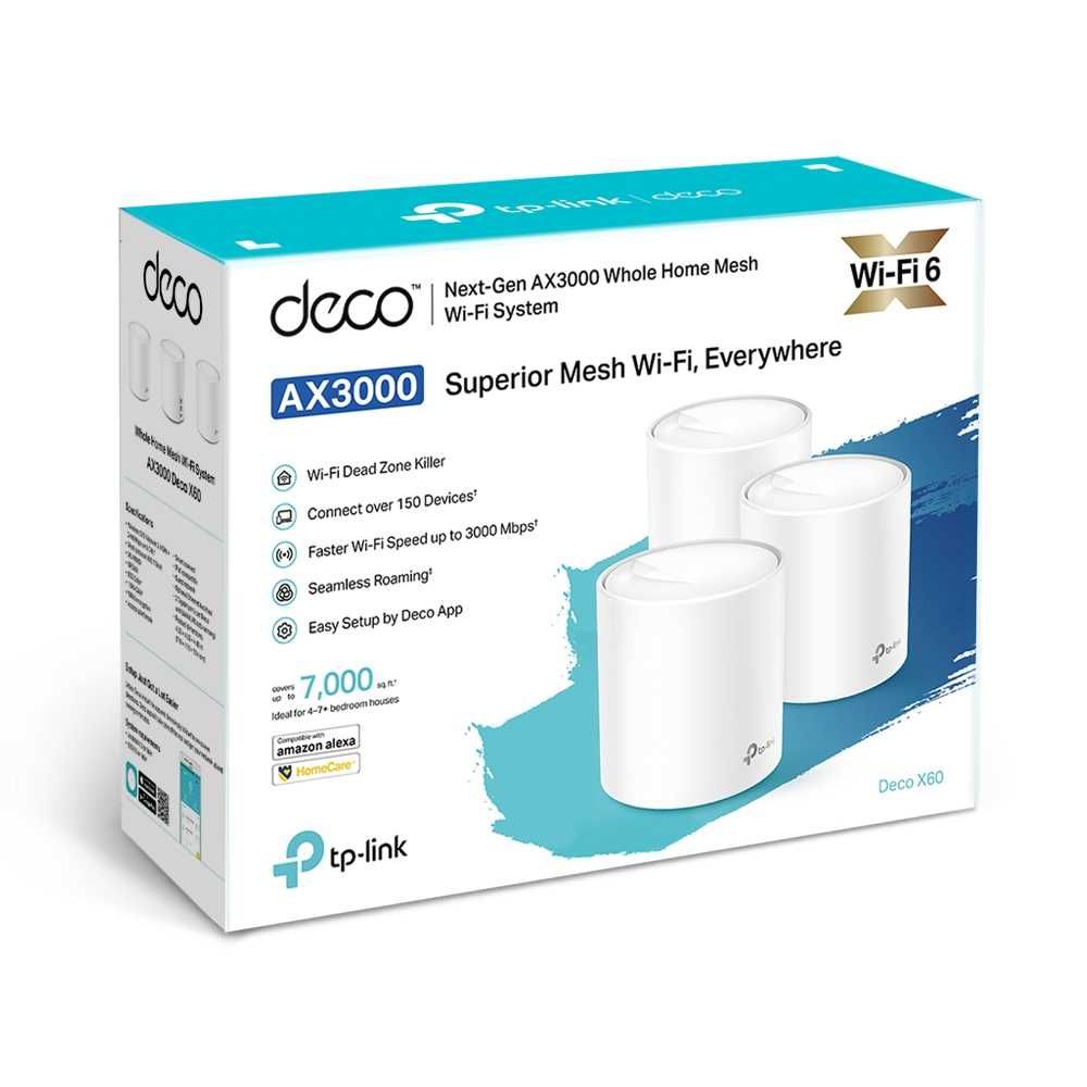 MESH система - TP-LINK Deco X60-AX3000 (3-pack) 2.4ghz + 5ghz WiFi 6