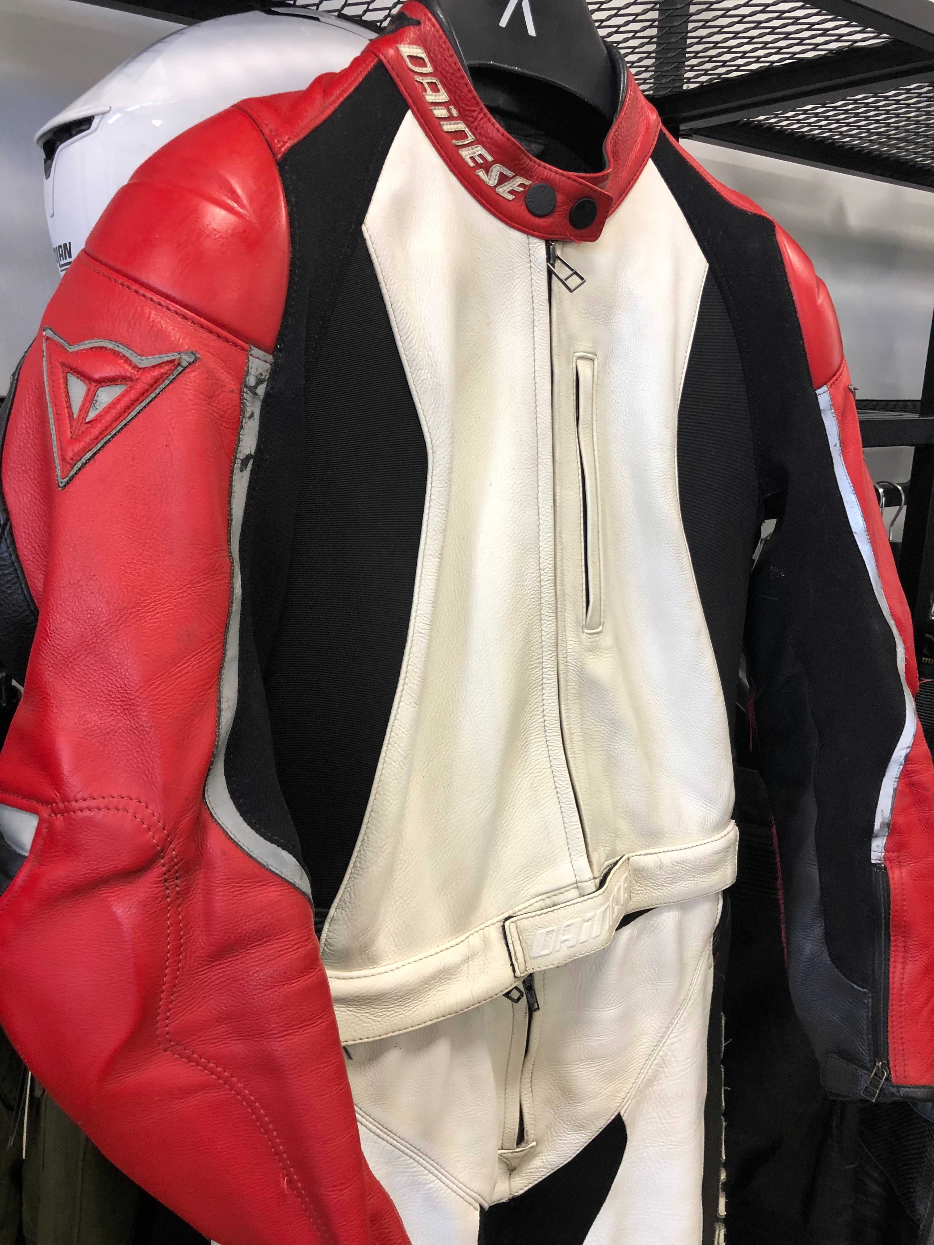 Кожен мото екип DAINESE D-TEC,48-S,2час.протектори,оригинален,слайдери