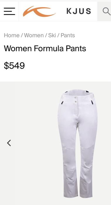 Pantalon ski Kjus alb pantaloni schi albi zapada fas 40 - 42 / M - L