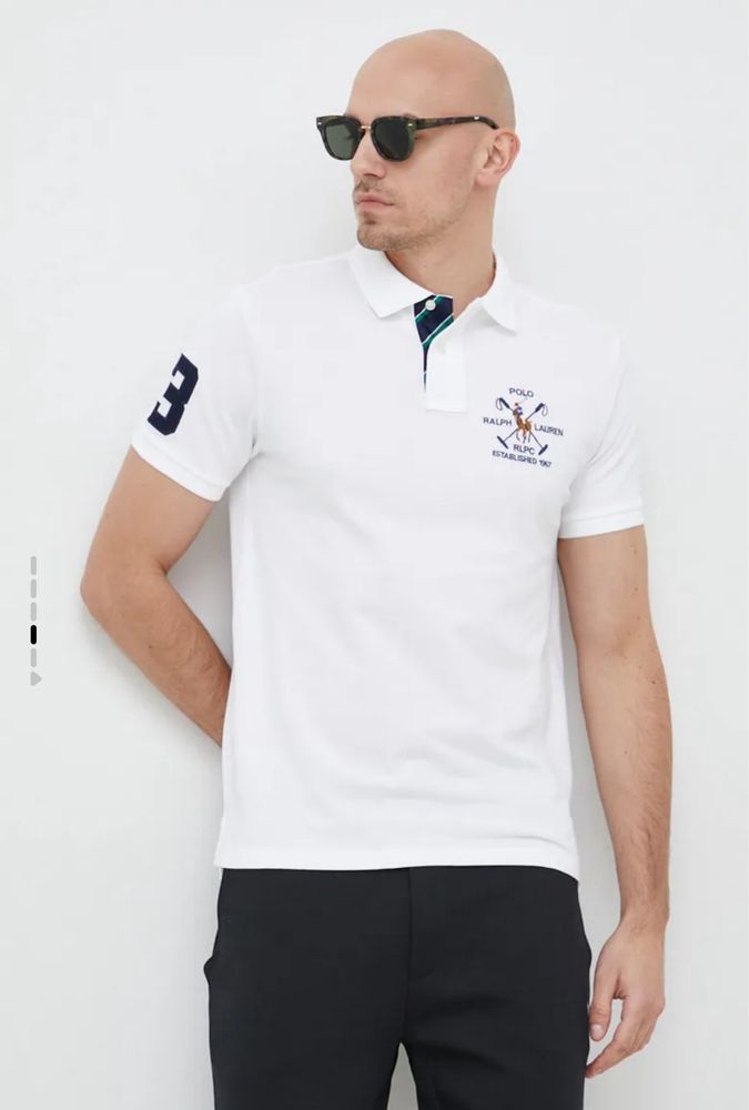 Polo Ralph Lauren тениска с яка S/M бяла
