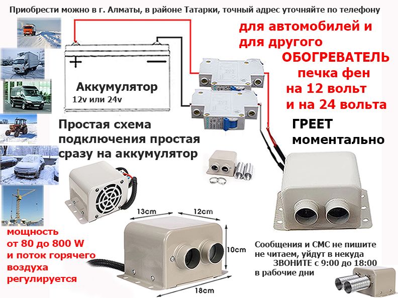 Для легковых и грузовых машин. Дополнительный ОБОГРЕВАТЕЛЬ. Авто-печка