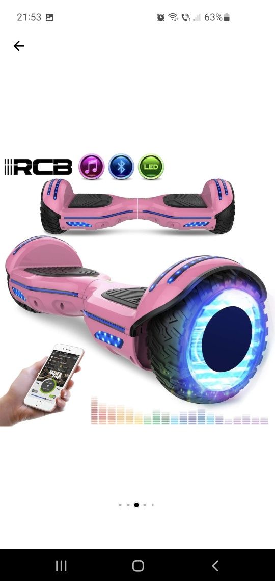 Hoverboard cu boxe bluetooth, ,RCB, LED 5 culori, putere motor 2 x 350