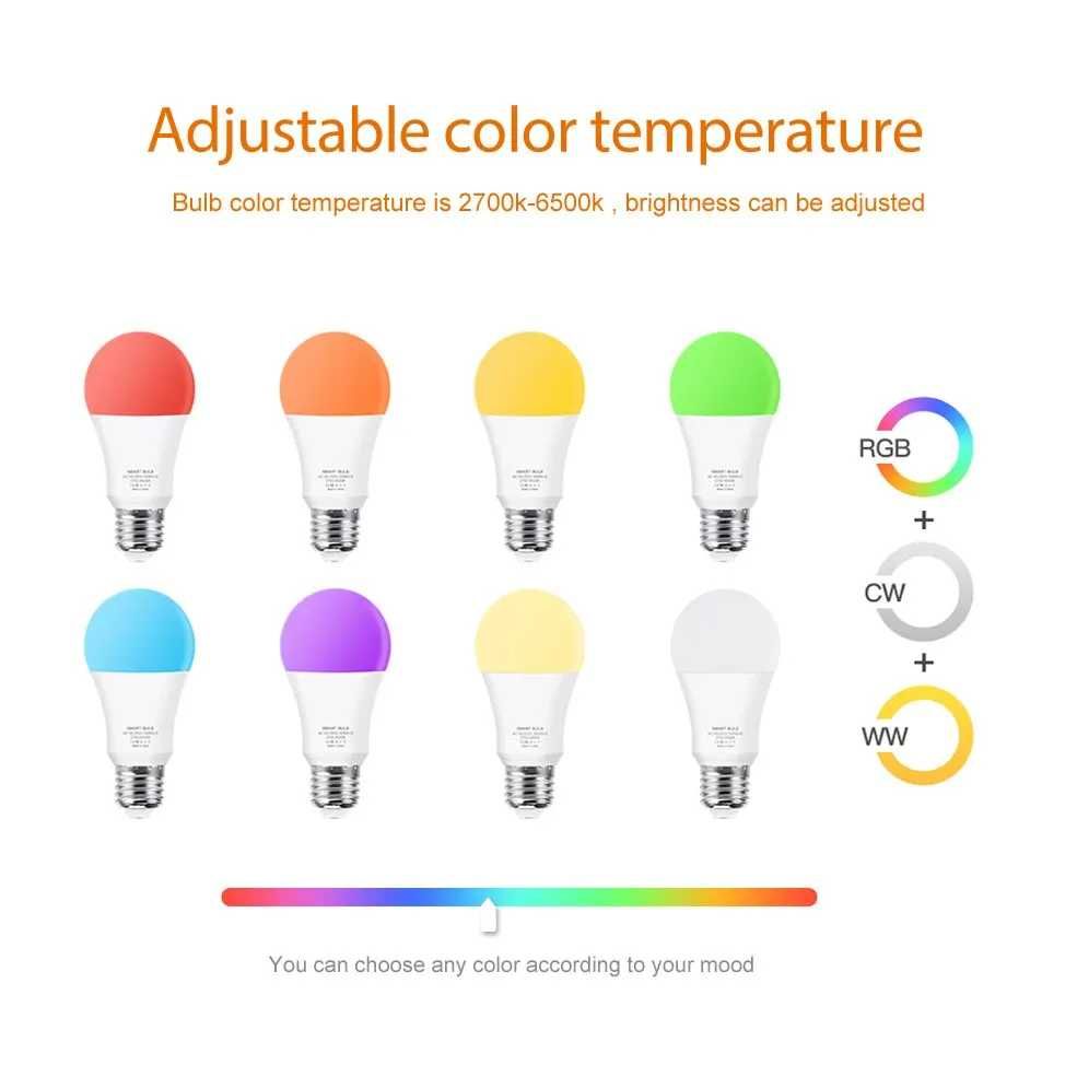 Bec inteligent LED, WiFi SMART, Multicolor, Smarthome, RGB, 9W, 220V