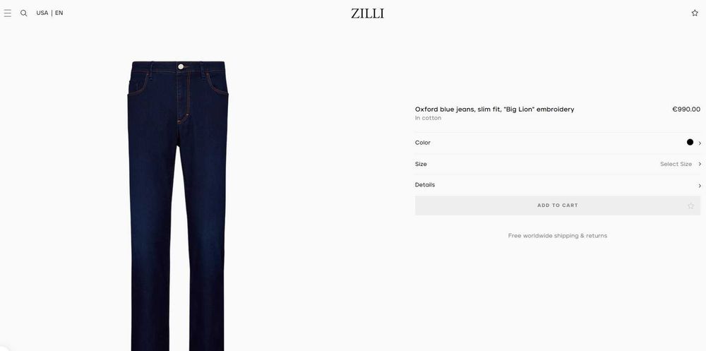 Blugi jeans slim 31/34 M de lux ZILLI made in France denim elastan