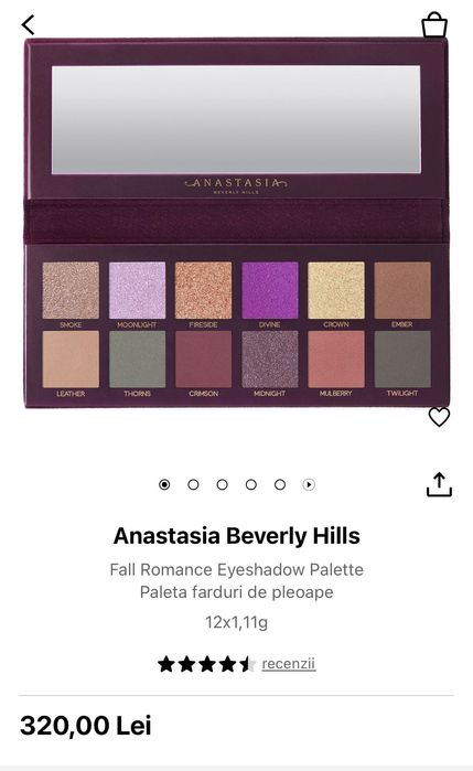 Vând paleta farduri Anastasia