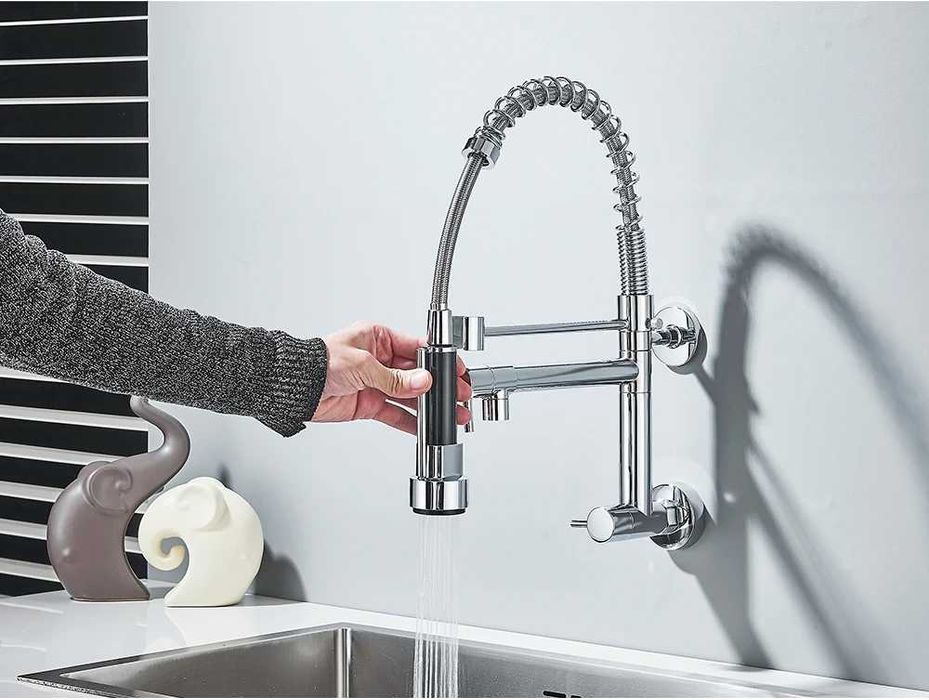 Baterie cu dus pentru chiuveta profesional inox prindere in perete