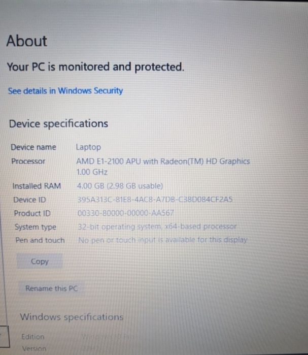 Лаптоп HP 255 + Windows 10pro