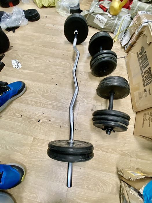 Pachet sala acasa ideal Gantere+haltera reglabile bara z total 35 kg