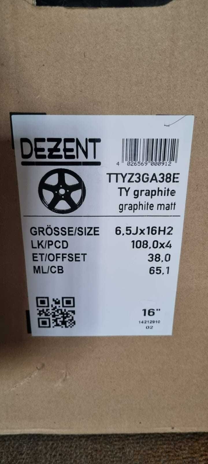 Jante aliaj DEZENT TY GRAPHITE 6.5X16 4X108.00 ET38.00 CB 65.1